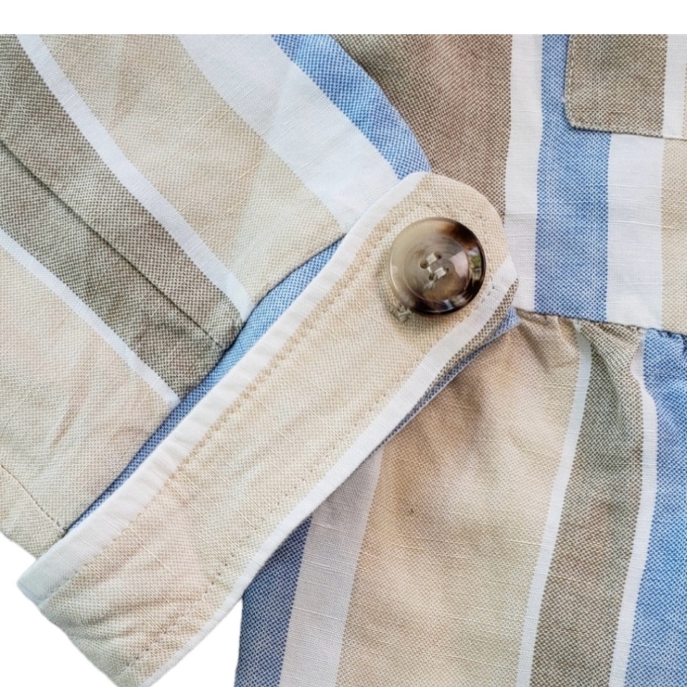 Zara -  Adorable White Tan and Blue Striped Jacket with open front- Size Medium - Picture 11 of 11